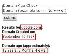 Проверка возраста сайта: работа сервиса