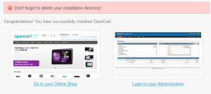 Установка OpenCart: шаг 8